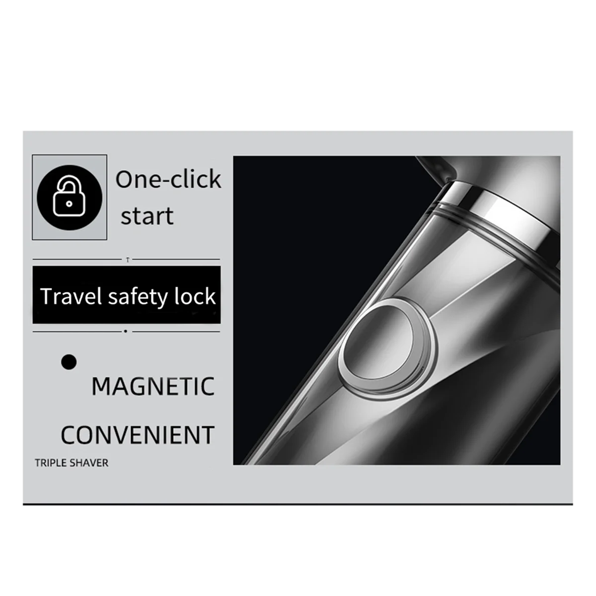 Мини-бритва с возвратно-поступательным движением и 3 головками полностью