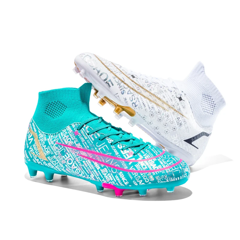 Men Soccer Shoes Professional Futsal High Top Sneakers Outdoor Sports Shoes Training TF Shoes Kid Free Shipping Football Boots