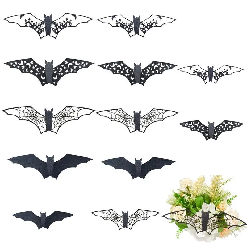 Halloween Bat Wall Sticker Scary Bat Halloween Stickers Matte Black Vintage Goth Wall Decals For Office Kitchen Window Indoor