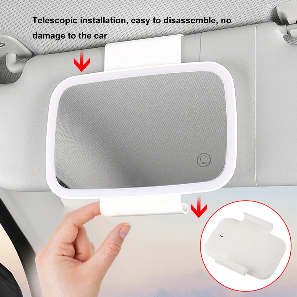 

Перезаряжаемое автомобильное зеркало со светодиодной подсветкой, солнцезащитный козырек, освещенные мини зеркала для макияжа, аксессуары ...