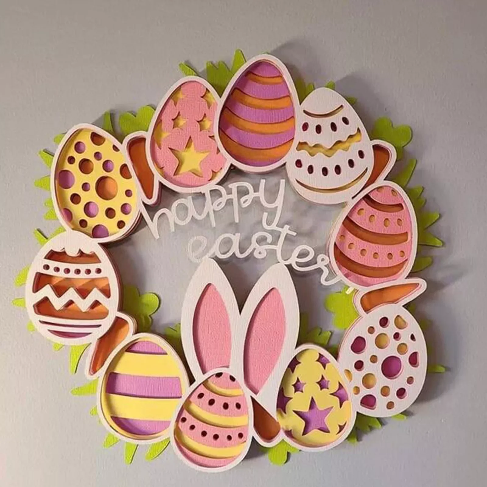 

3d Easter Wreath Happy Easter Wreath Spring Garlands Creative Party Easter Decorations Door Decor Front Door Wreath 2022