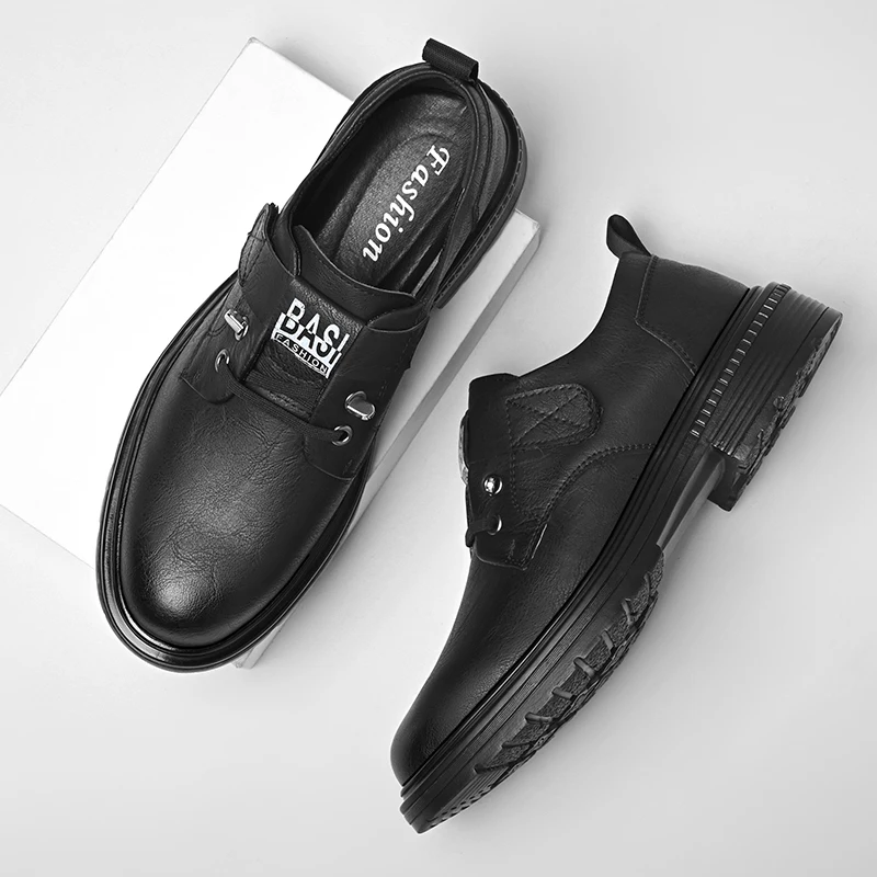 Новинка осени 2023 мужские туфли из натуральной кожи на толстой подошве рабочая