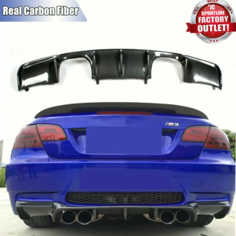 

For BMW 3 Series E92 E93 M3 08-13 Carbon Fiber Rear Bumper Lip Diffuser Spoiler