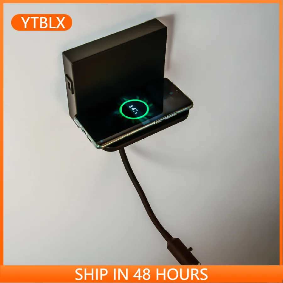 

Zerouno wireless charger wall lamp bedroom study room reading book light push switch flexible tube bed headboard wall sconces
