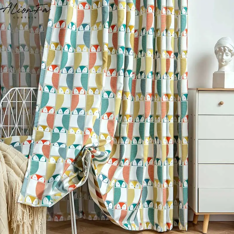 

American Floral Cotton Linen Blackout Curtains Window For Living Room Birds Printed Curtain For Bedroom Blinds Drapes Shading