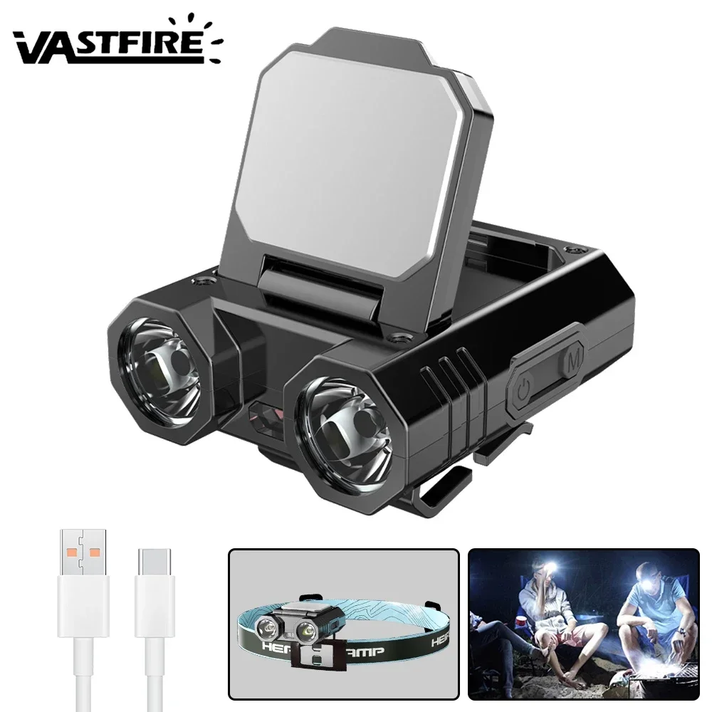 Перезаряжаемый Светодиодный Налобный Фонарь С Датчиком Мини-фонарик Зажимом Для