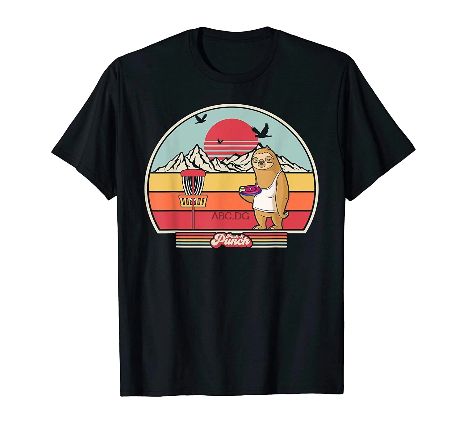 

Disc Golf Sloth Shirt. Retro Style T-Shirt
