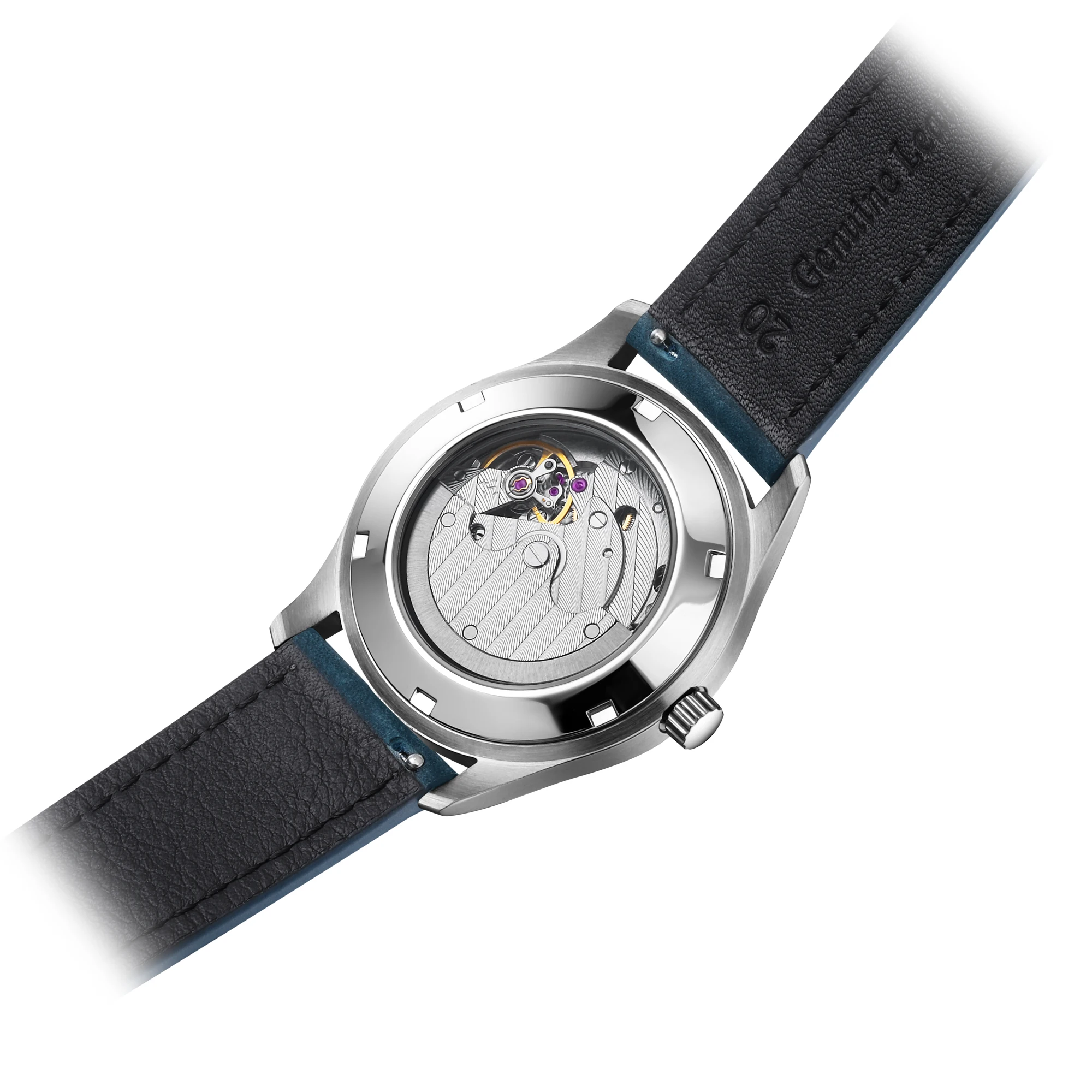 Часы мужские механические с кожаным ремешком 38 мм водостойкие