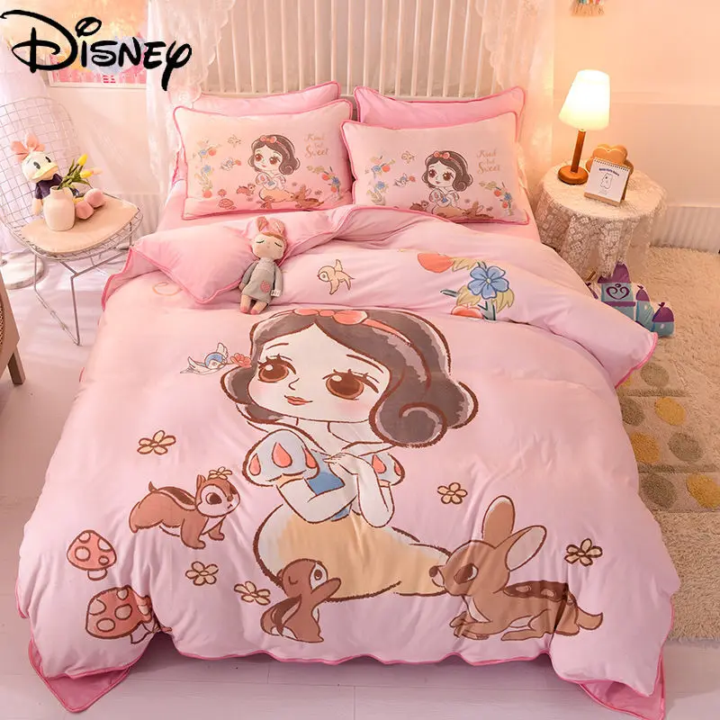 

Disney Winter Baby Velvet Cartoon Princess Bell Three-piece Set Simple and Comfortable Four-piece Children's Set