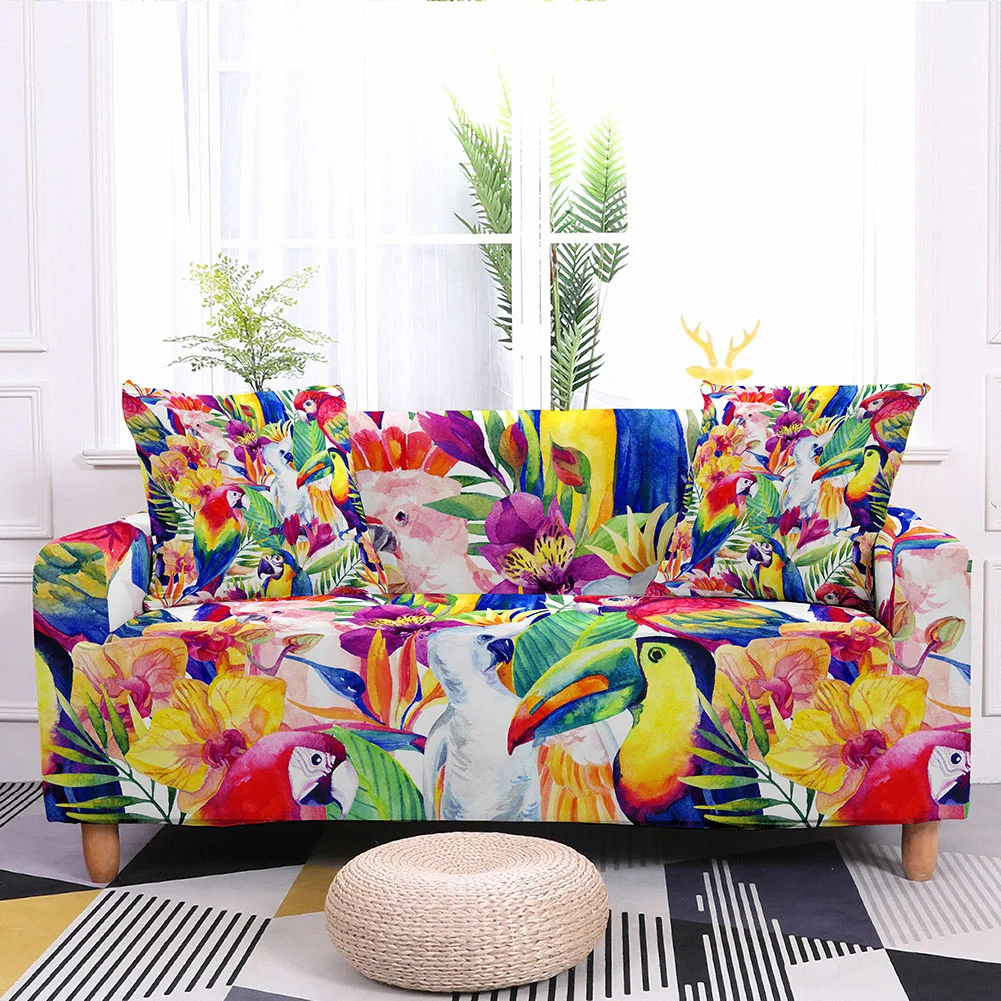 

3D Flowers Birds Printed Sofa Covers For Living Room Elastic Slipcover Corner Sofa Covers Stretch Slipcover Armchair Home Decor