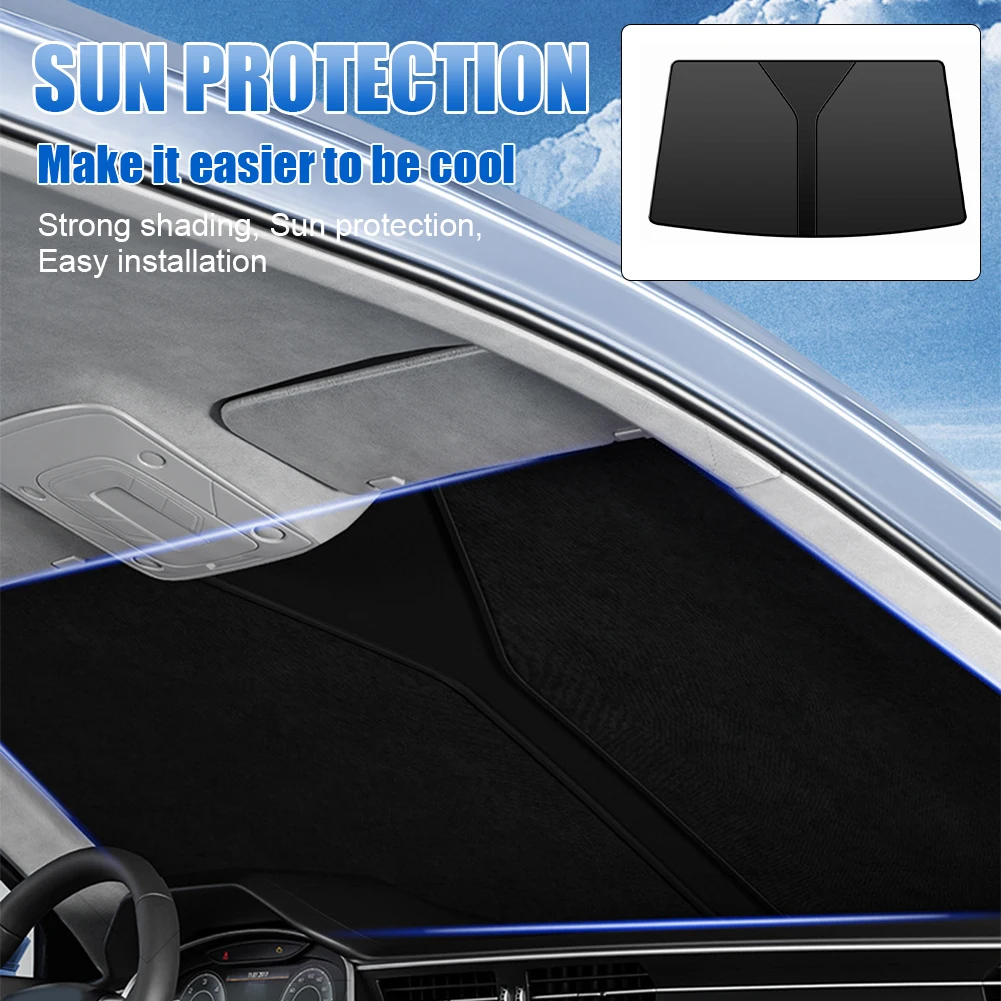 

70*140cm Car Windshield Shade Universal Front Windscreen Sun Shade Sun Protection Double-Layer Window Cover Collapsible for Auto