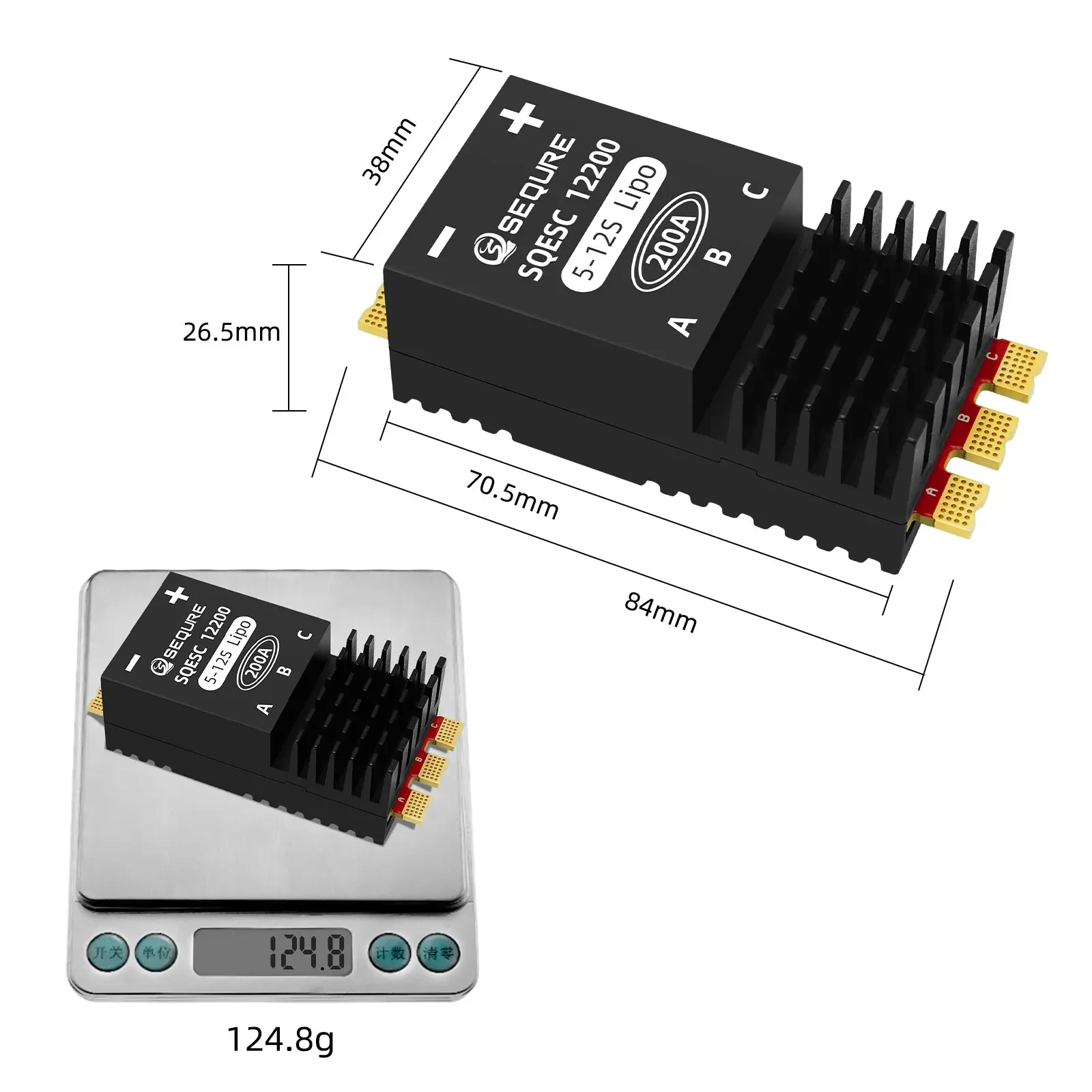 Фото SEQURE 12200 Бесщеточный ESC 5-12S Блок питания 200 А Поддержка частоты ШИМ 128 кГц Используется в моделях квадрокоптеров Модели радиоуправляемых автомобилей №5