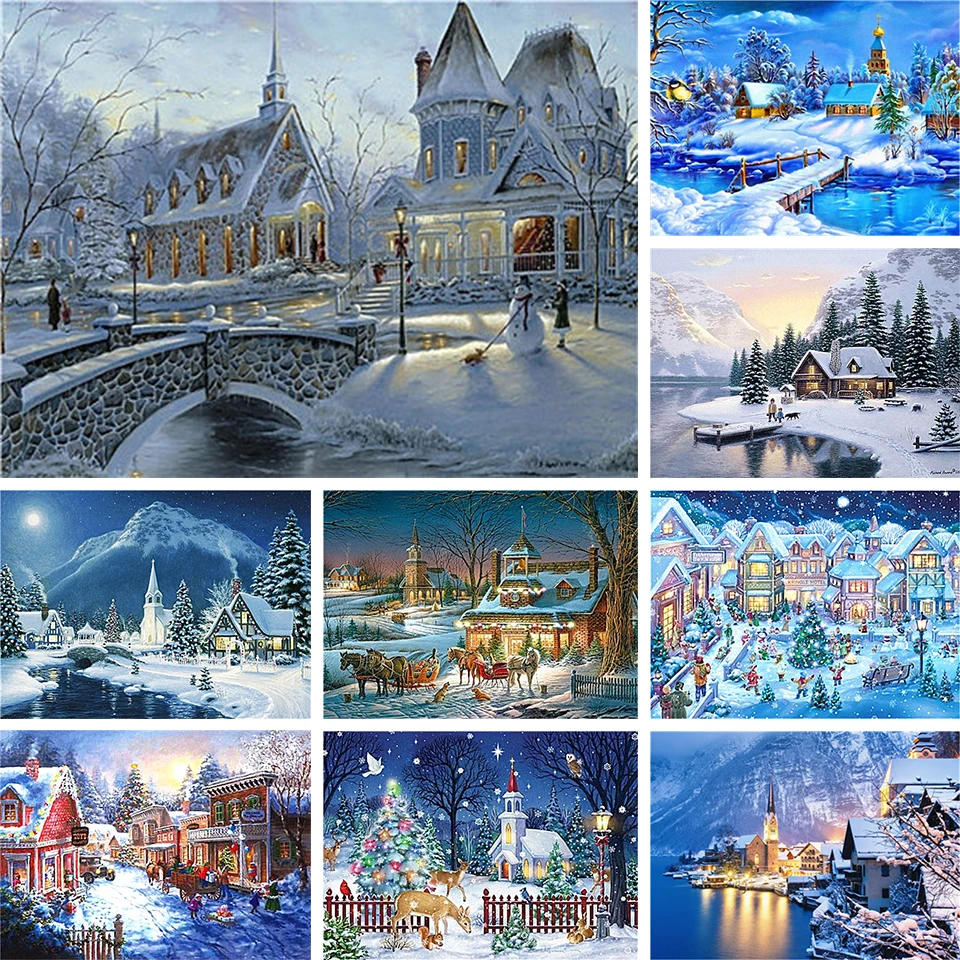 

House 5D DIY Diamond Painting Landscape Rhinestone Pictures Full Diamond Embroidery Mosaic Cross Stitch Kit Home Decor Gifts