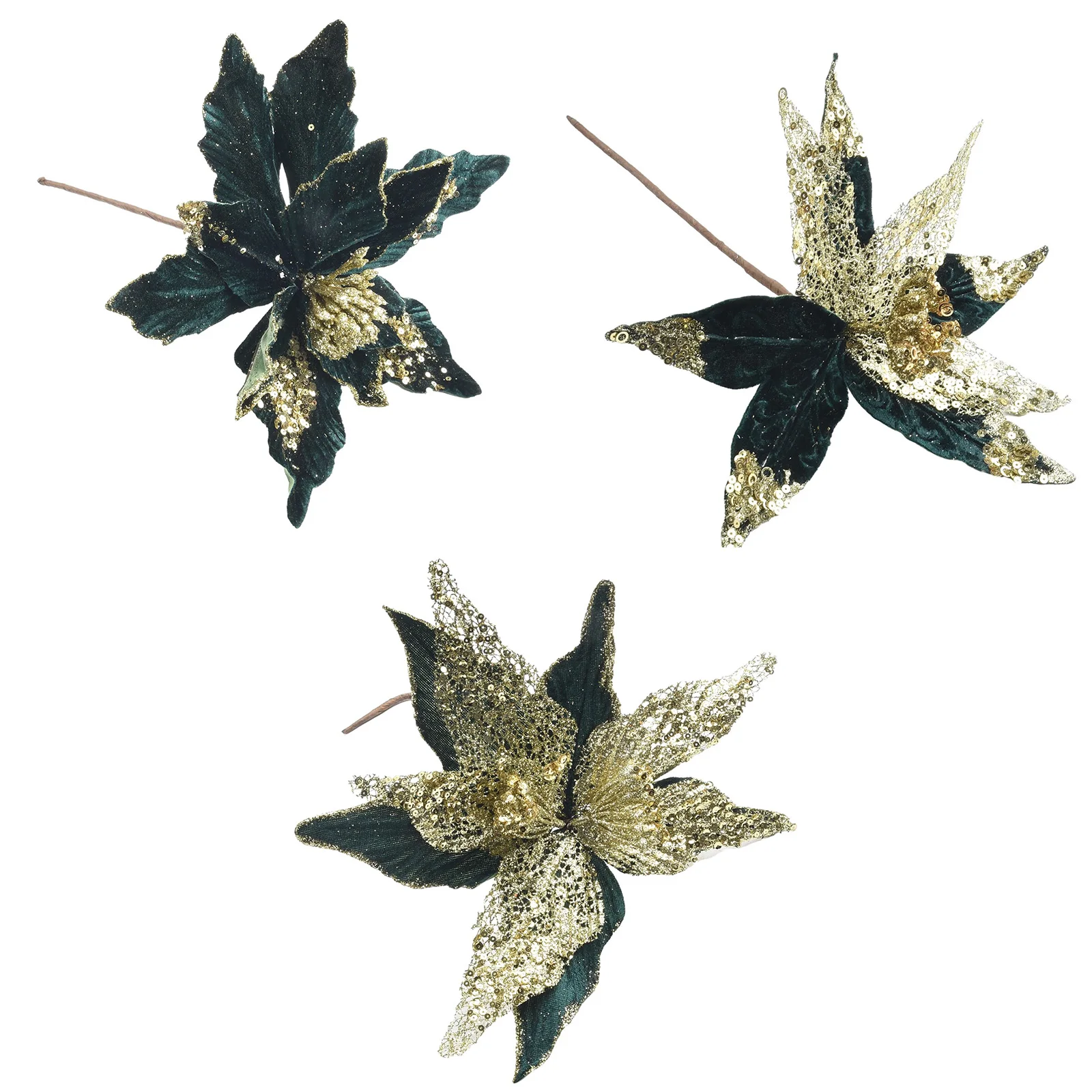 Блестящий рождественский цветок дерево пуансеттии атмосфера ткань + пластиковое