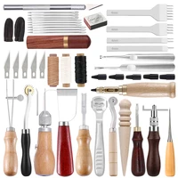 nonvor 49pcs professional leather craft tool set diy hand sewing stitching punching carving working saddle groover kit supplies
