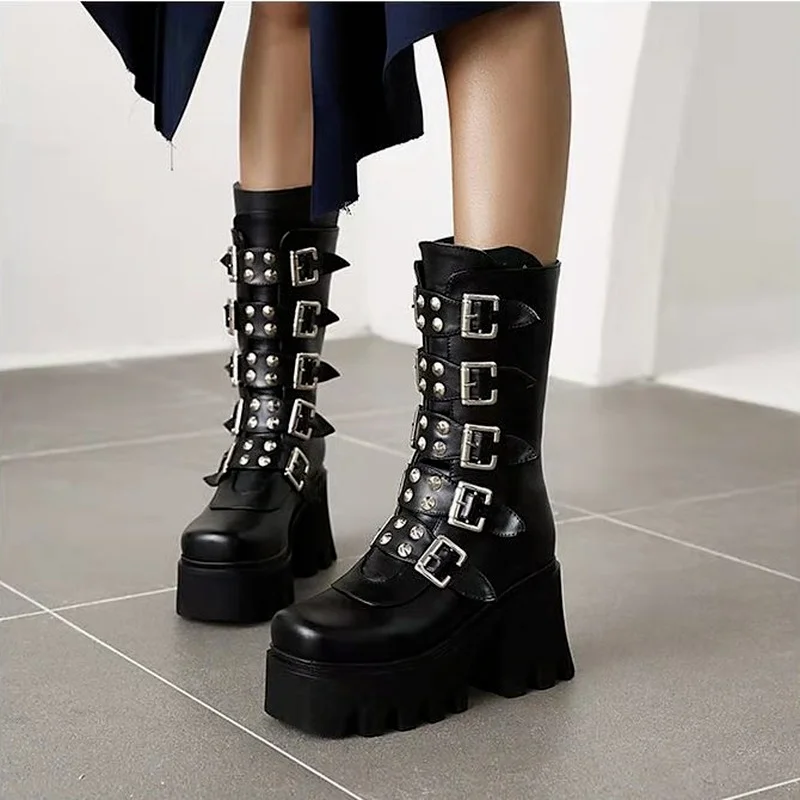 2022 Winter Gothic Punk Womens Platform 