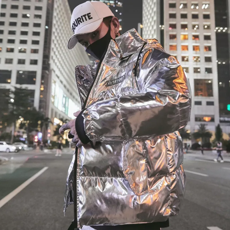 Winter Fluffy Puffer Jackets for Men 2020 Fashion Trends Bright Clothing Thick Padded Coats with Hood Couples Hip Hop Streetwear