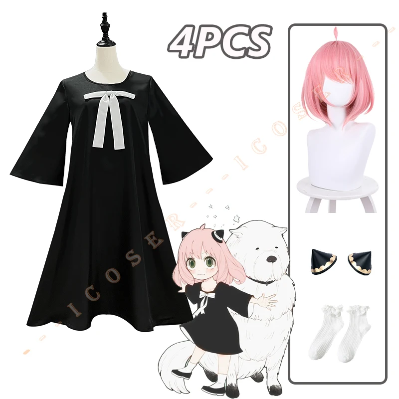 

Костюм косплея шпиона из аниме «Икс семья», Шпилька для волос с белым бантом, черного и розового цвета, наряд для девочек и женщин, комплект д...