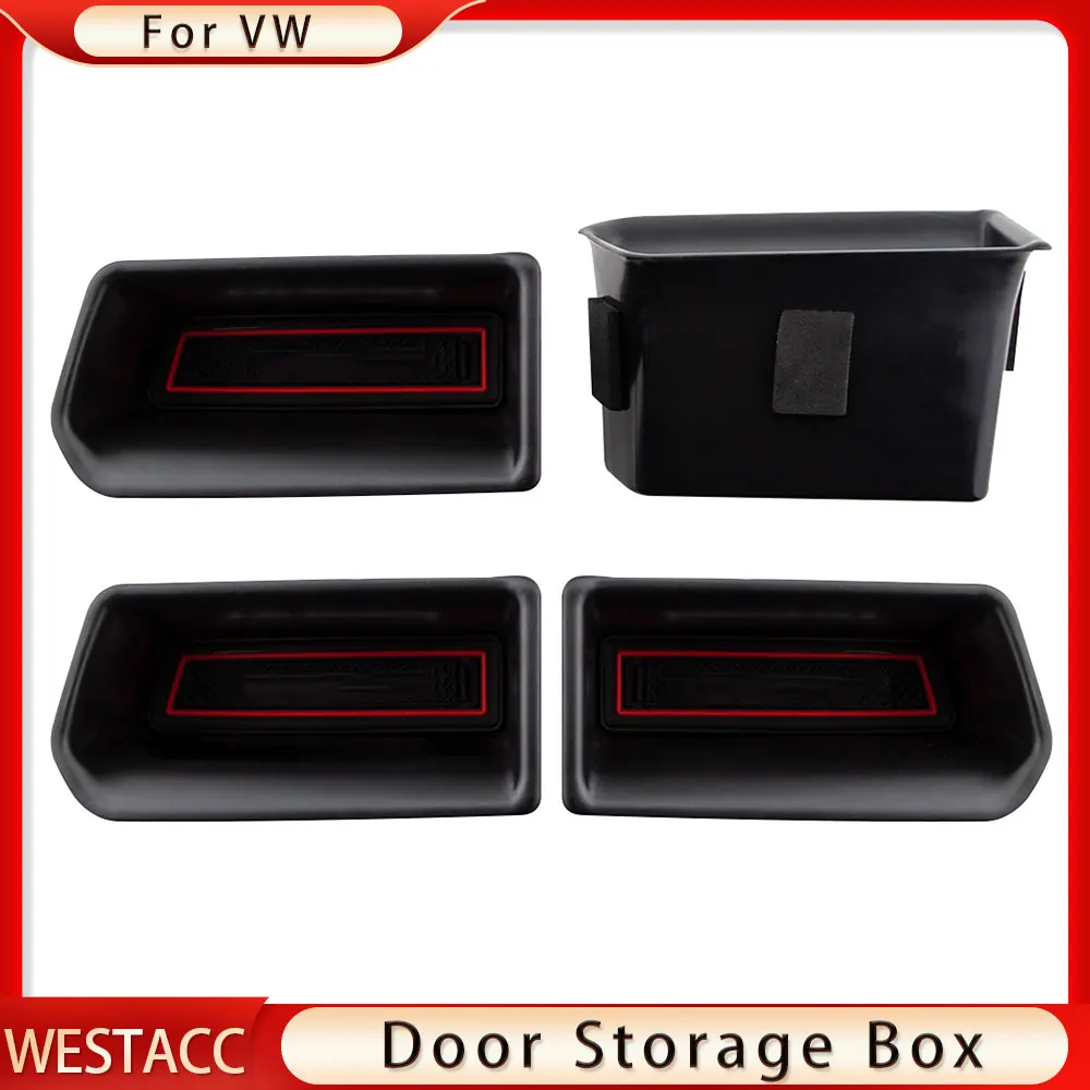 

ABS Car Inner Door Handle Storage Box Case for Volkswagen VW Atlas Teramont 2017-2021 Front Back Door Container Tray Accessories