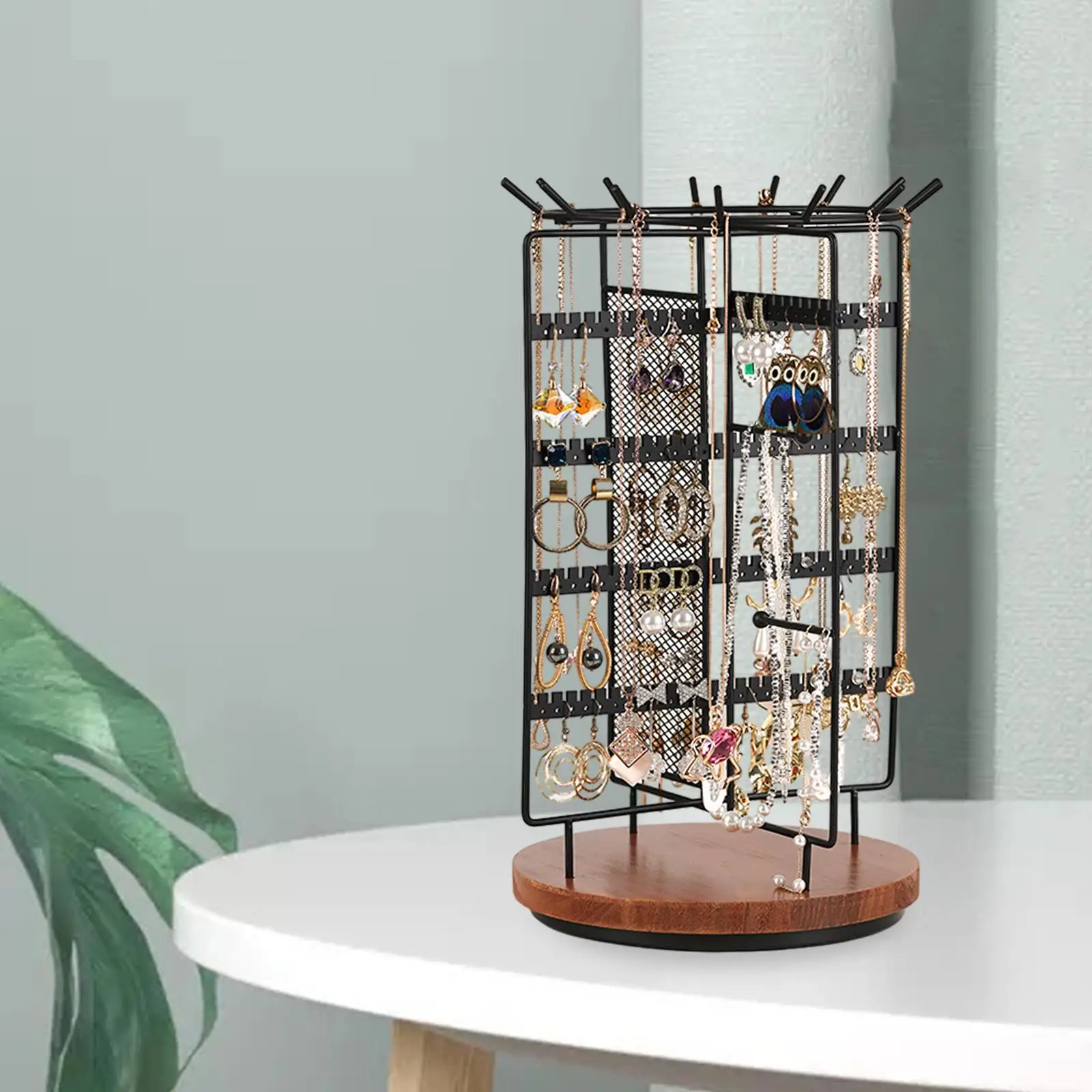 

Вращающийся на 360 градусов держатель для сережек, органайзер, держатель для ожерелья, браслета, Женская витрина для сережек-гвоздиков, подставка для сережек для гардероба
