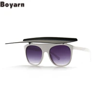 boyarn big brand flip flat top sunglasses womens sunglasses versatile retro trend oversized sunglasses