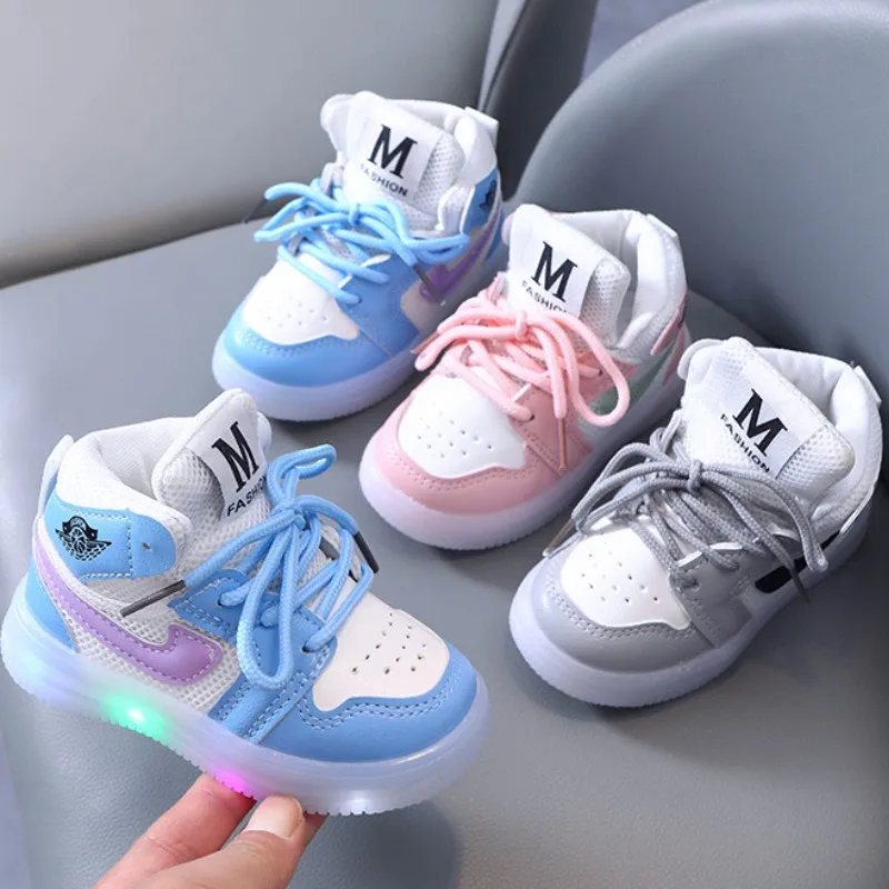 

Children Casual Lighted Sneakers Baby Led Shoes Boys Girls Glowing Shoes Kid Running Outdoor Basketball With Luminous Soft Sole