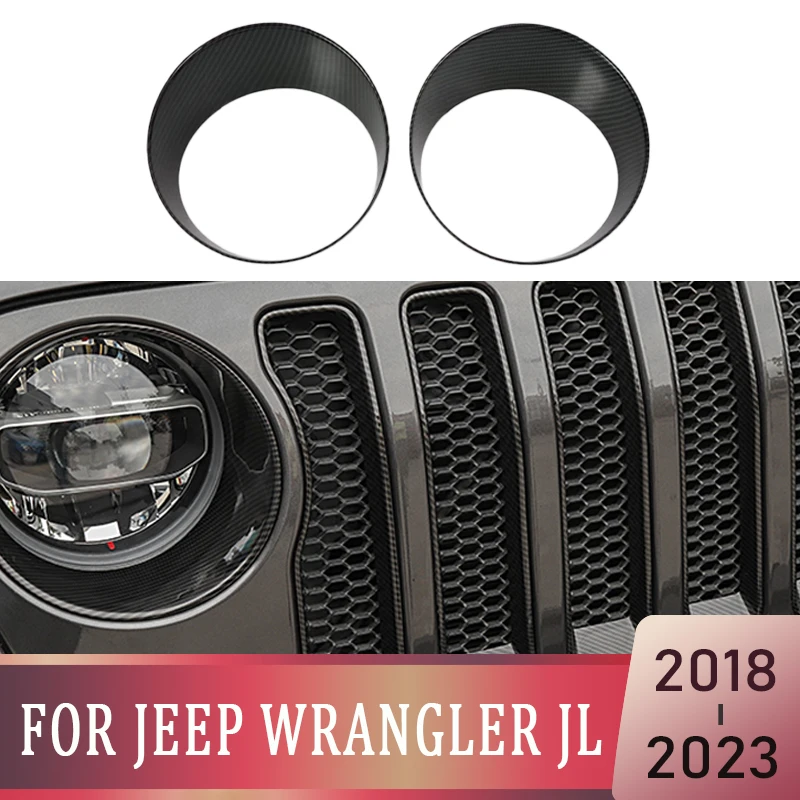 

Accessories Light Lamp Cover For Jeep Wrangler JL 2018-2023 Decoration Sticker Car Styling Front Headlight Trim Bezels Hoods