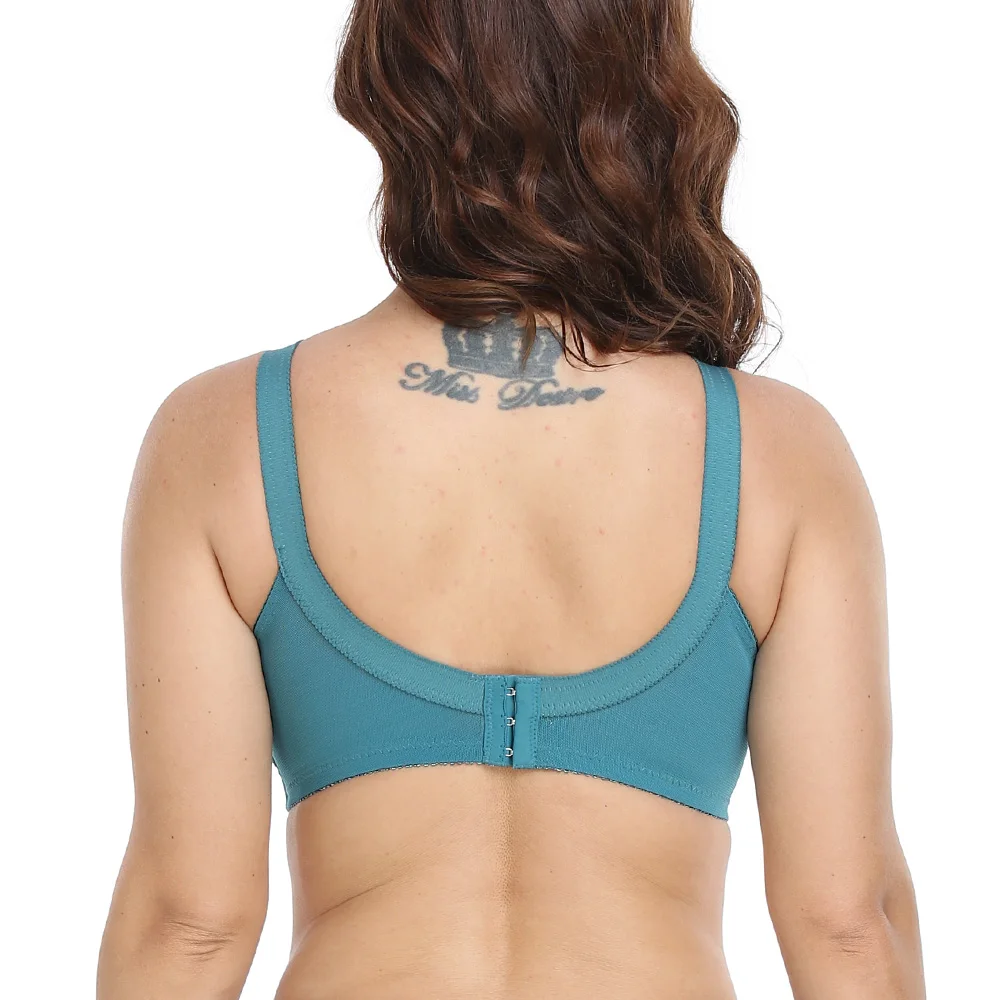 New Green Big Minimizer Bras Plus Size Lace Bra Women Unlined Full Coverage Ultra Thin Wireless Adjusted-straps D E F G H I