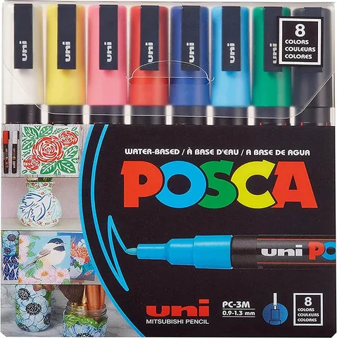 Новый набор Uni Posca 7/16 цветов, акриловые ручки для рисования PC1M PC3M PC5M, двусторонние тонкие ручки, наконечники для фонарей, маркеры для ткани