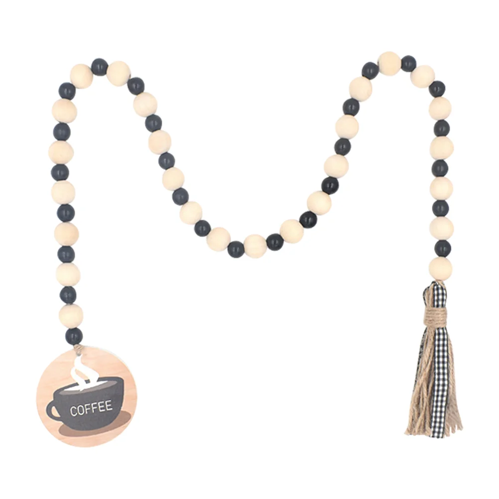 

Coffee Tassel Wooden Beads Ornament Home Beads String Wall Door Ornament