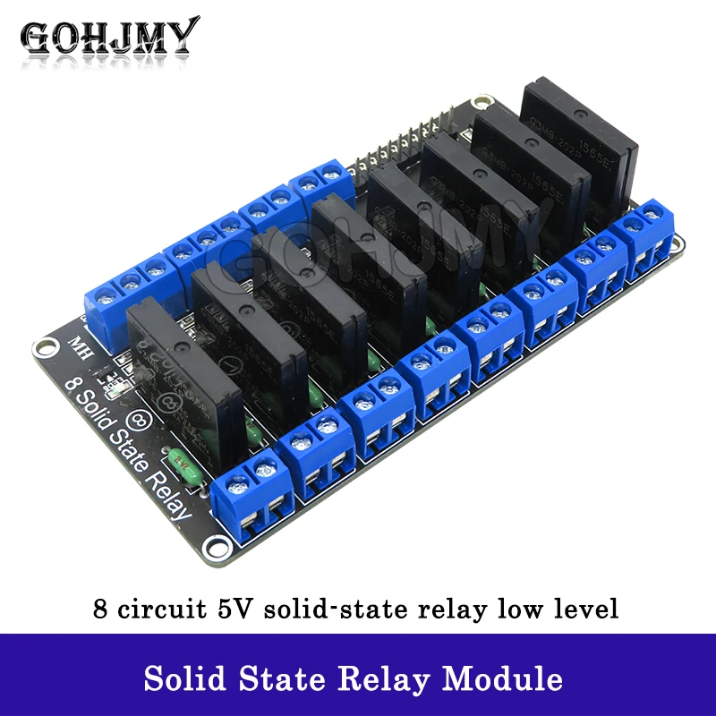 

Low Level 5V 8 Channel Solid State Relay Module SSR G3MB-202P 240V 2A Output with Resistive Fuse