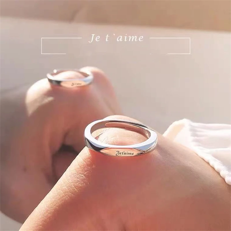 

2022New Couple Simple Ring Set Adjustable Men Women Fashion Romantic Party Trend Retro Silver Jewelry Express Love Surprise Gift