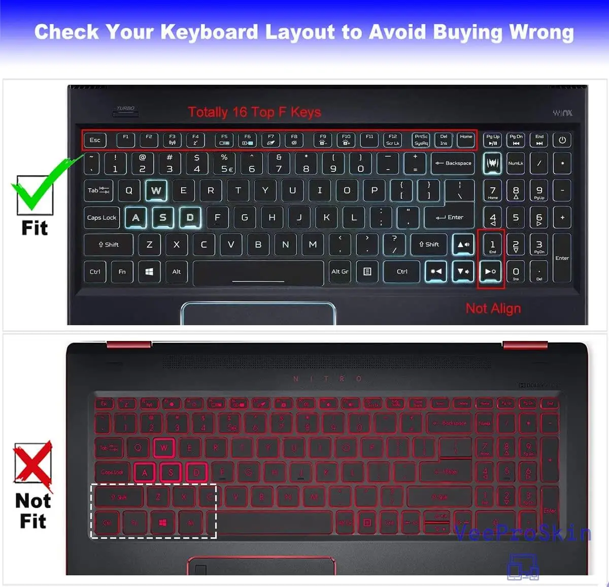 Кожаная обложка для клавиатуры ноутбука Acer Predator Helios 300 силиконовая PH315-52 Nitro 5 PH315-53
