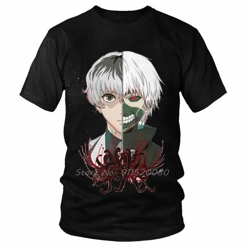 

Tokyo Ghoul Ken Kaneki Tshirt Men Stylish Tee Tops Cotton T Shirt Short Sleeve One Eyed Anime Manga T-shirt Harajuku Streetwear