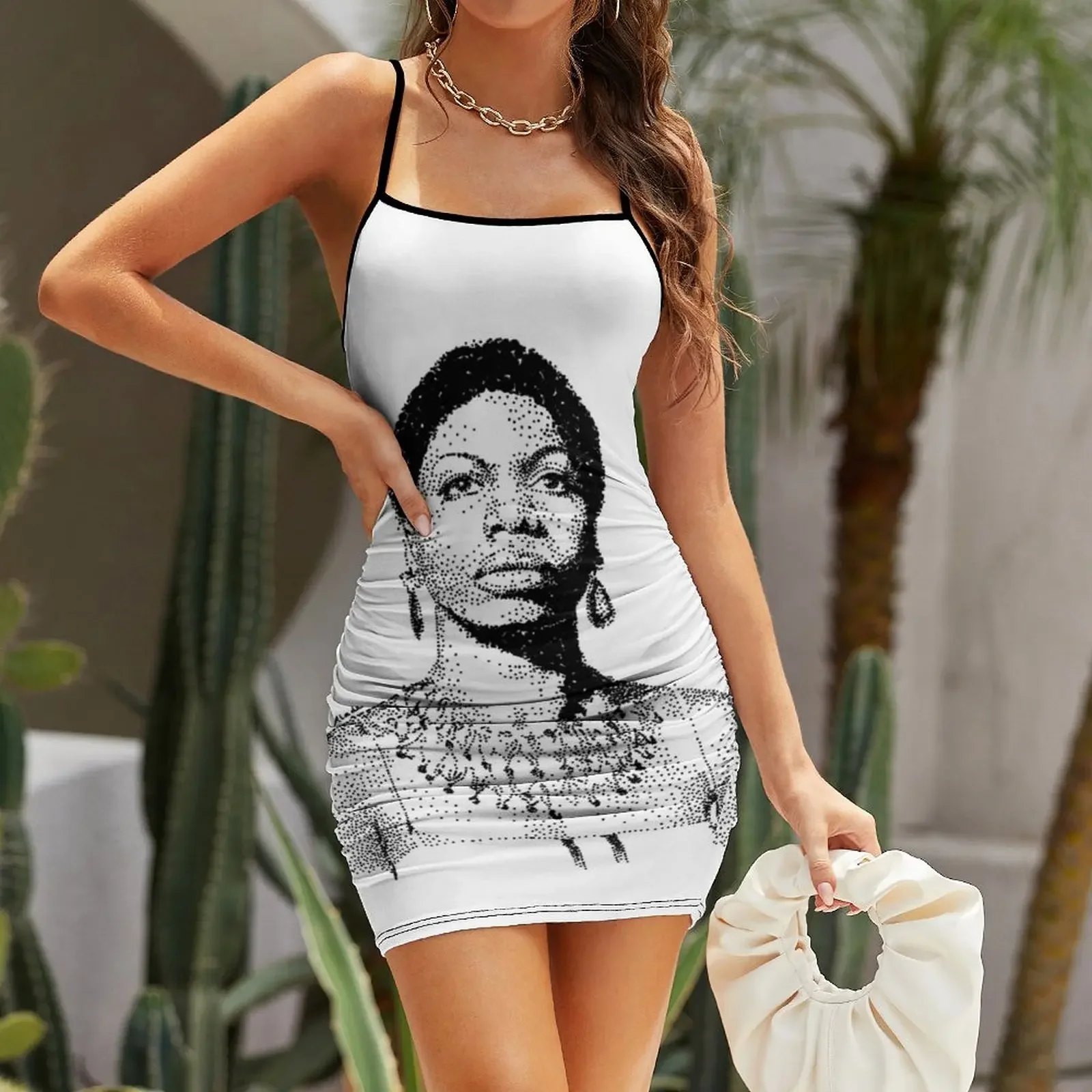 Nina Simone Портрет Знаменитый джазовый музыкант Платье на бретельках Вечерние