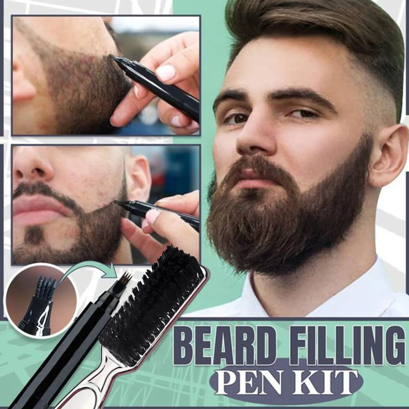 

Grower Beard Filler Pen Camouflage Fast Hair Beard PencilSilver4ML Beard Natural Face Roller Freezer Skin Care Tools for Face