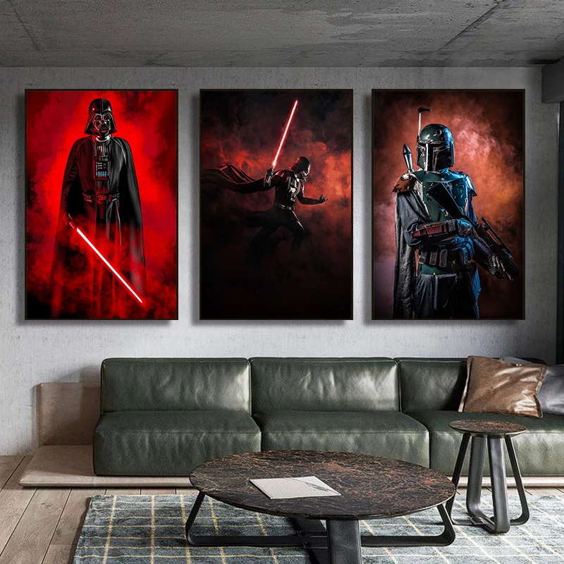 

Disney Star Wars Wall Art Posters and Prints Darth Vader Boba Fett Kylo Ren Watercolor Canvas Painting Picture for Room Decor