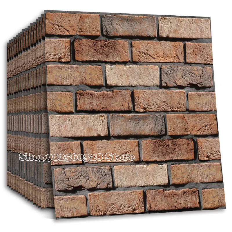 

4pcs Rustic Retro 3d Faux Brick Wallpaper Self Adhesive Roll Vinyl Pvc Retro Industrial Loft Wallpaper Waterproof Washable Brown