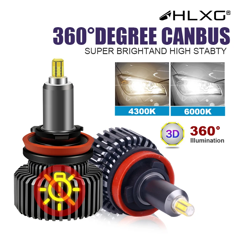 

HLXG H7 Led Canbus 360 Led Headlights H1 H4 H8 H9 H11 9005 HB3 9006 HB4 9012 HIR2 Fog Lamp 60000LM 100W Ice Bulb 6000K 4300K 12V