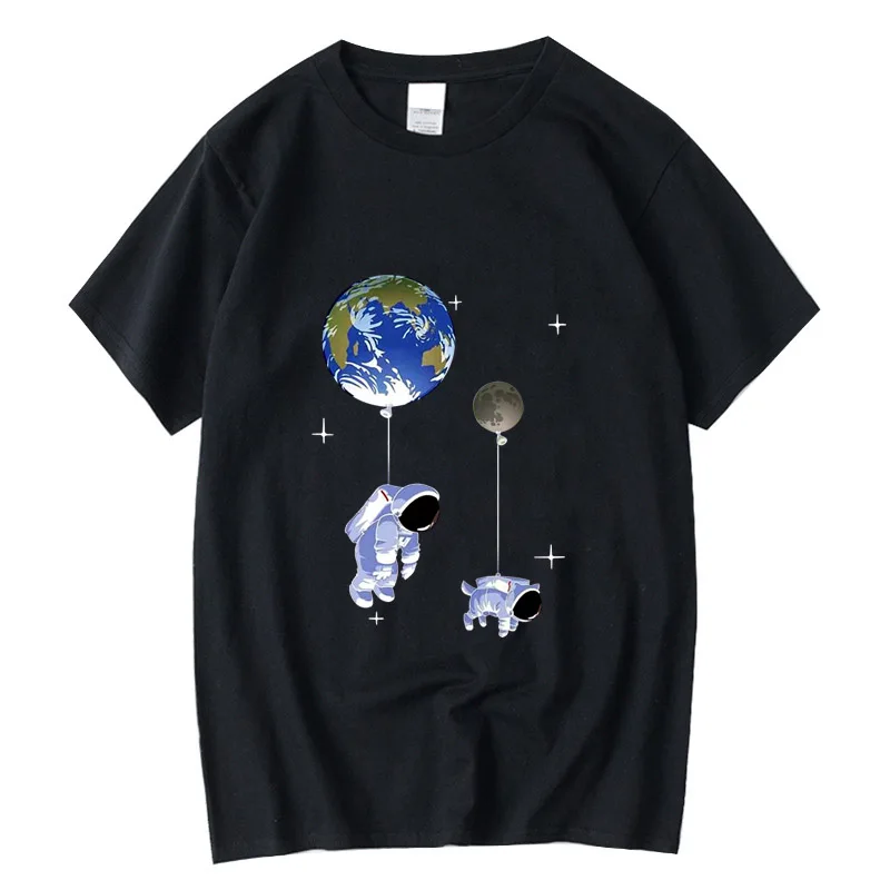 

XIN YI Men's T-shirt High Quality 100% cotton Funny Wandering in space printing casual loose o-neck men t-shirt male tees tops