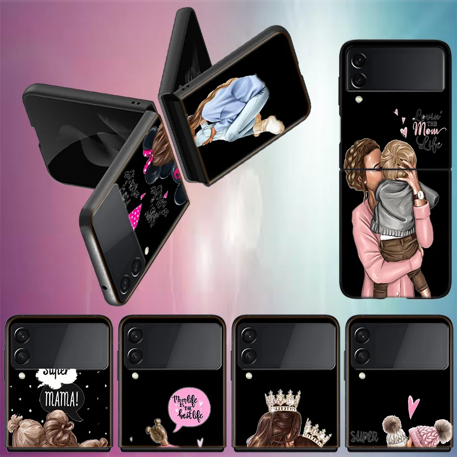 

Baby And Mom Girl For Samsung Galaxy Z Flip 3 4 Case Shockproof Hard Cover For Phone Z Flip 3 5G Z Flip 4 5G TPU PC Hard Coque