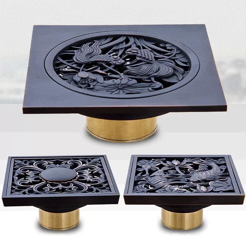 

Free shipping Black Anti-odor 10cm Floor Drain Anti-odor Core Bathroom Hardware Square Bathroom Shower Floor Drain 10 x 10cm