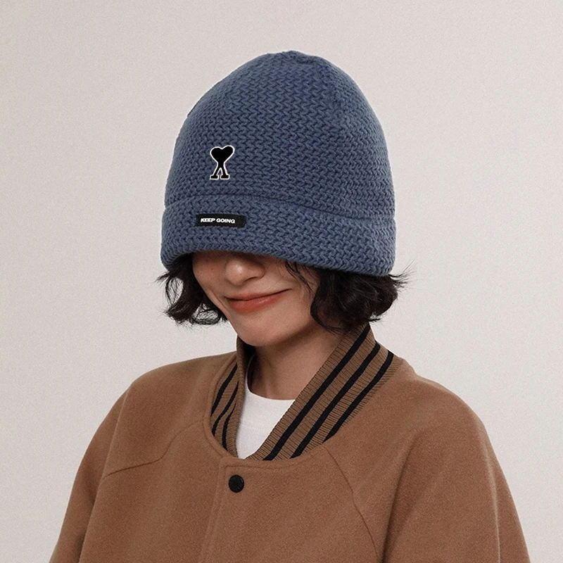[Официальный сайт на складе] AMI Huihyn Шерстяная вязаная шапка для женщин осень и