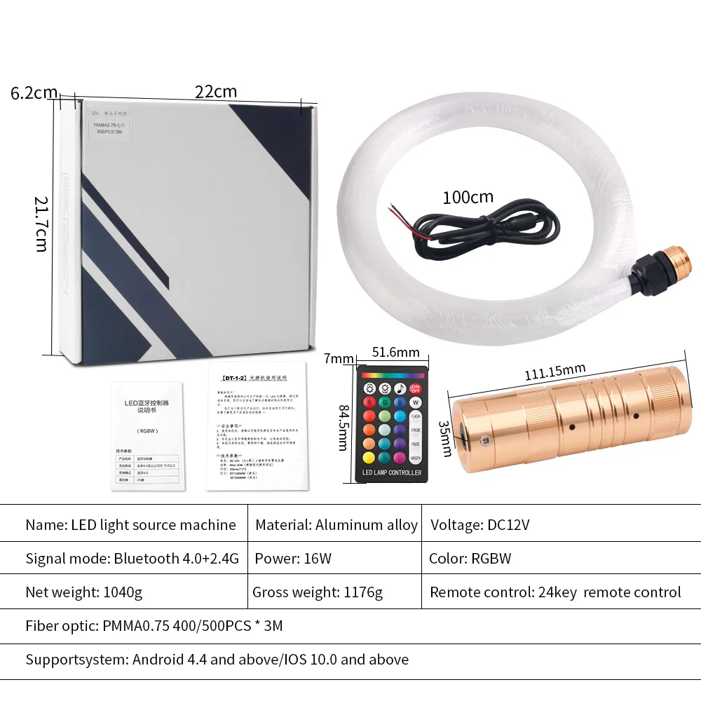 16 Вт RGBW Салон Автомобиля Атмосферная Лампа Звезда Потолок Мигающее Светодиодное