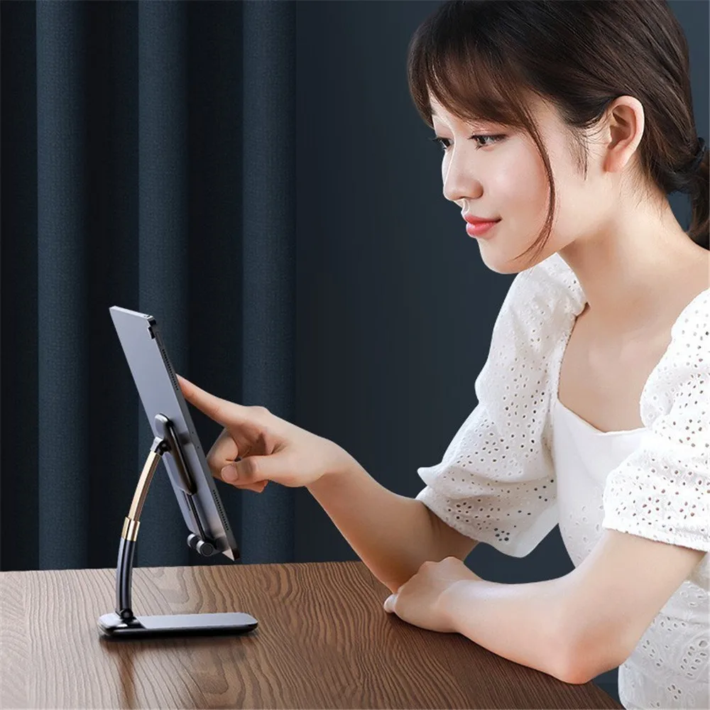 foldable desk phone holder stand for iphone 12 ipad xiaomi adjustable gravity metal table desktop cell smartphone stand free global shipping
