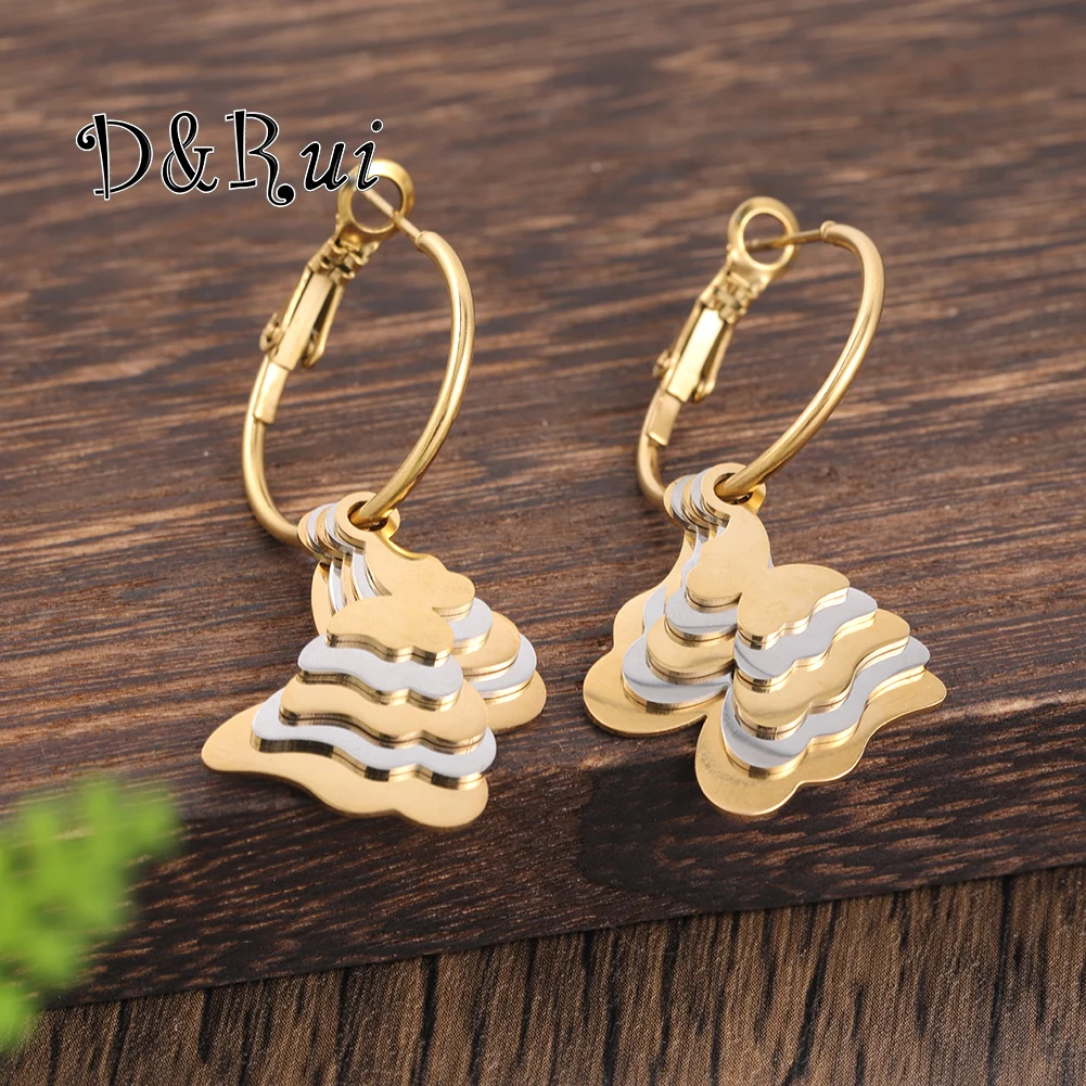 

D&Rui New Layered Design Gold Color Earring Accessories Butterfly Earring Trendy Holiday Gift Fashion 2023 Woman Earrings