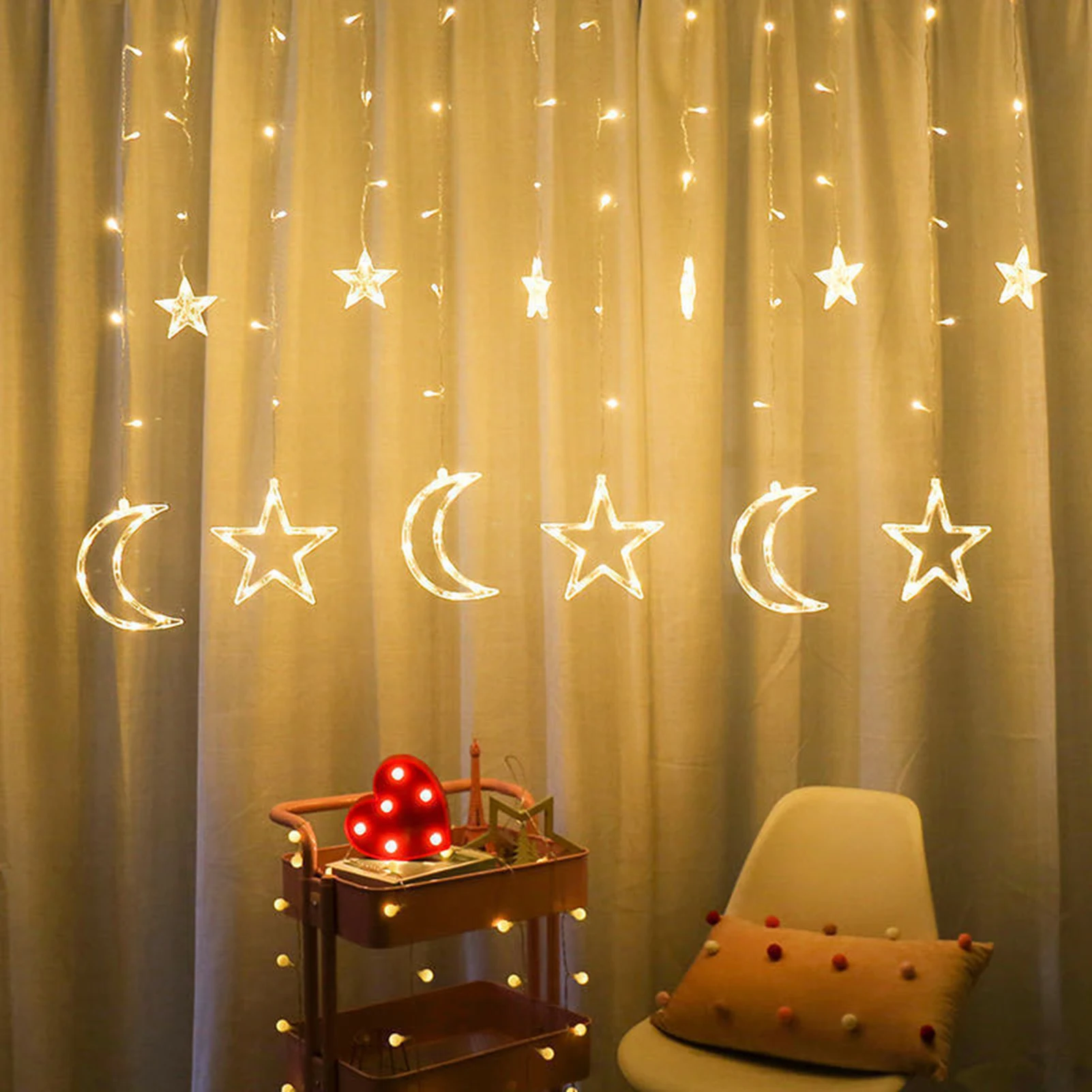 

Eid Mubarak String Light Decoration Ramadan LED Moon Star Lantern Lights Ramadan Decoration 2022 8 Flash Modes Garden Patio