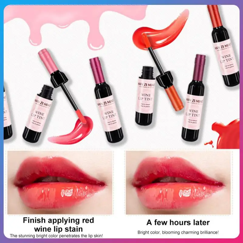 

New Red Wine Lip Dye Wine Bottle Lip Gloss Non Decolorizing Lip Glaze Non Fading Makeup Liquid Lipstick Red Lips Cosmetic TSLM1