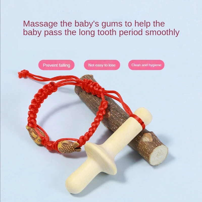 

Baby Wooden Teether Stick Nursing Chewing Teething Toy Soother Molar Shower Gift