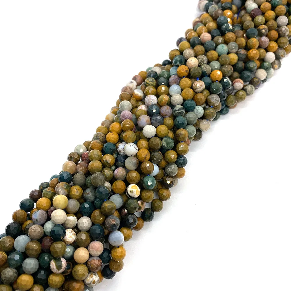 

Natural Stone Ocean Stone Faceted Round Beads 6mm Charm Fashion Boutique Jewelry DIY Necklace Earrings Bracelet Accessories